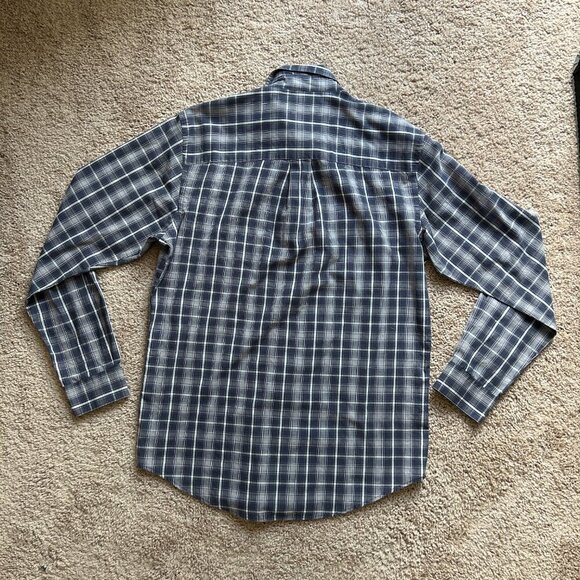 Van Huesen Blue White Plaid Button Down Long Sleeve Size Small - Picture 2 of 5